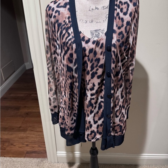 Chico's Brown and Black Leopard Print Cardigan 2 piece set - Picture 12 of 15